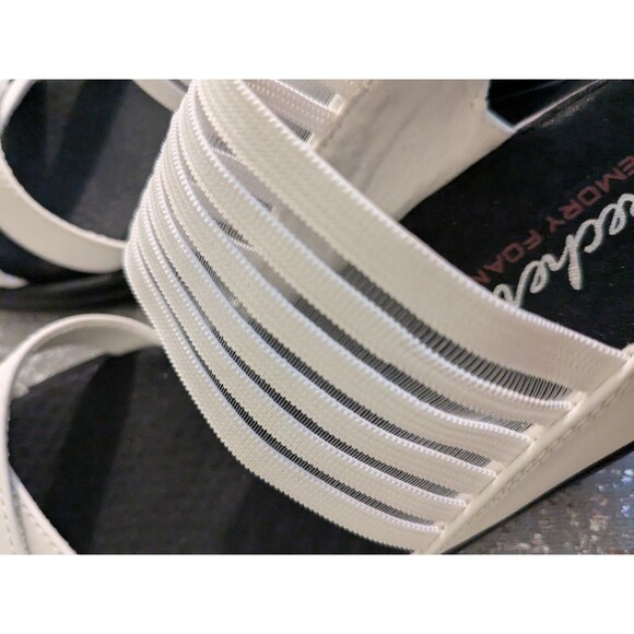 Skechers Women's 8.5 M White Rumbler Memory Foam Wedge Sandals Comfort Casual - Picture 8 of 10